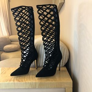 Black Gladiator stiletto boots